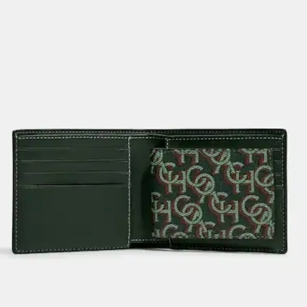 Coach 3 In 1 Wallet With Coach Monogram Print in Amazon Green CF134 - Picture 2 of 6